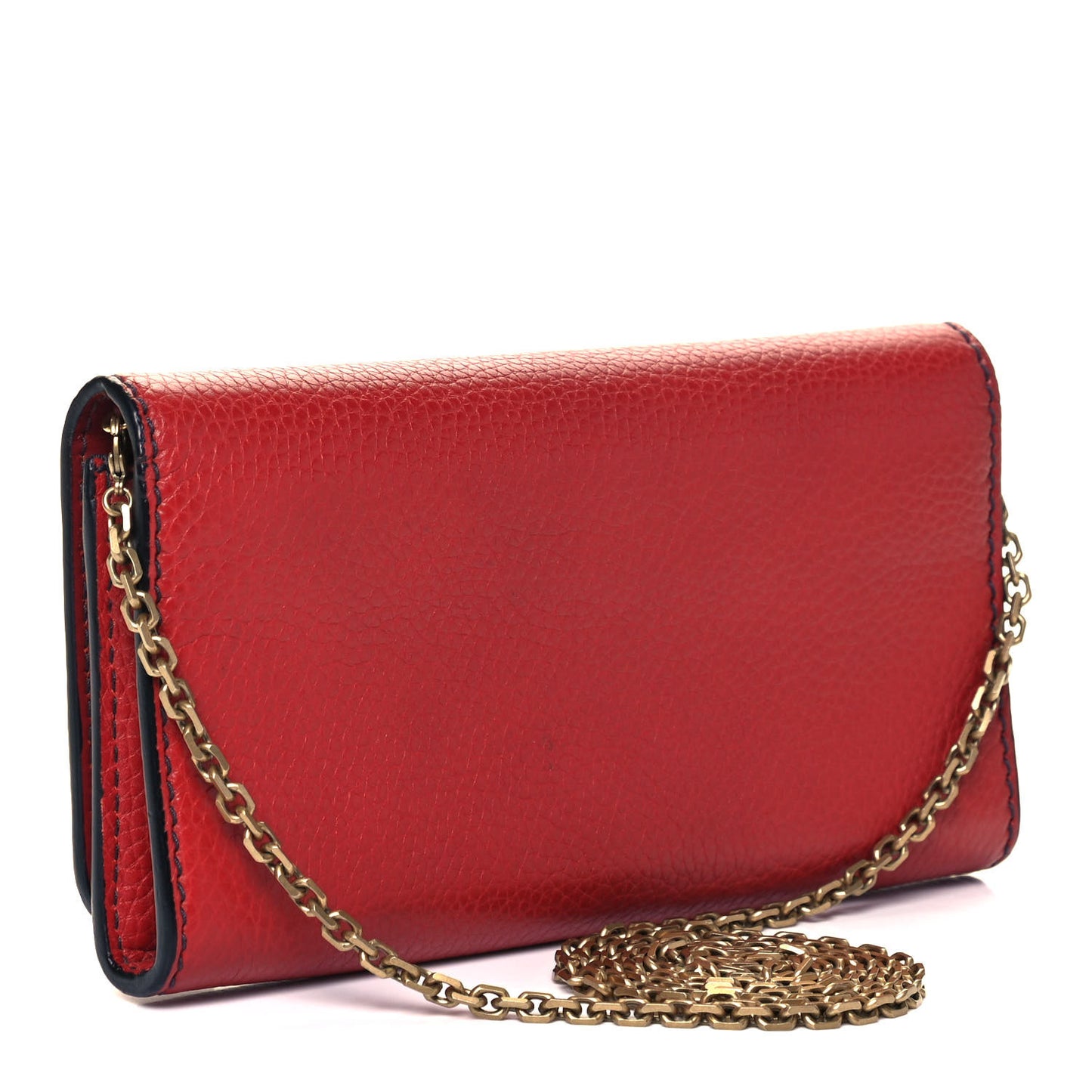 Grained Lambskin J'adior Croisiere Chain Wallet Red