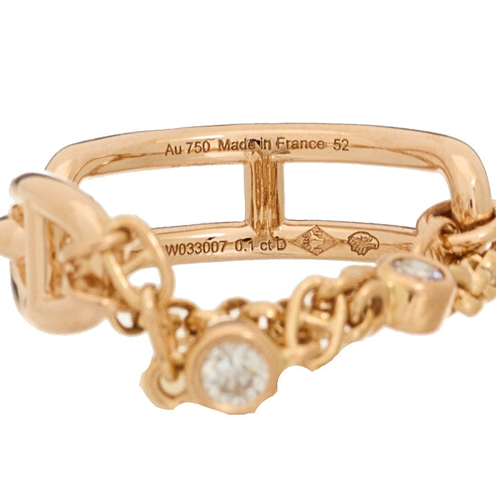 Hermes 18K Rose Gold Diamond PM Chaine d'Ancre Chaos Ring 52 6 4 of 6