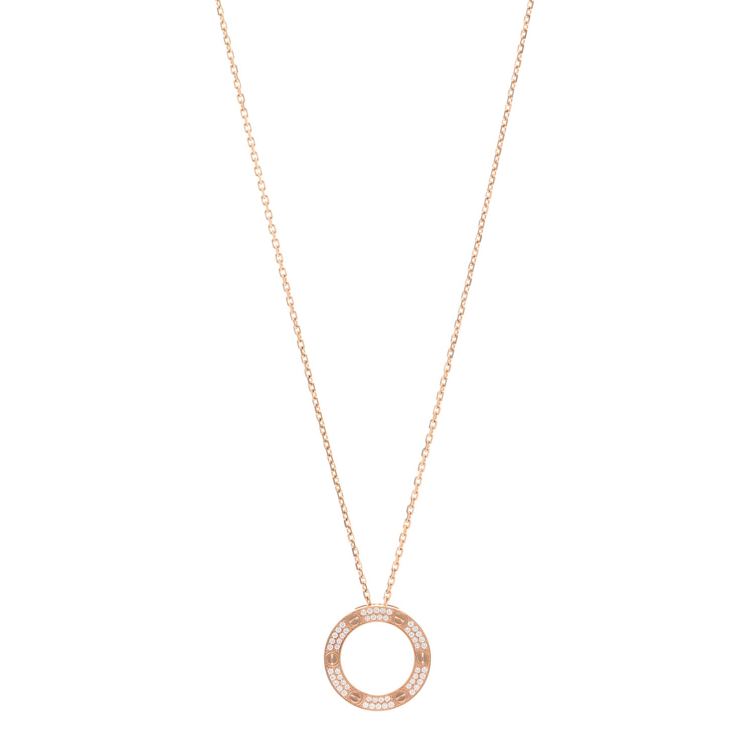 Cartier 18K Pink Gold Diamond LOVE Paved Necklace 1 of 4