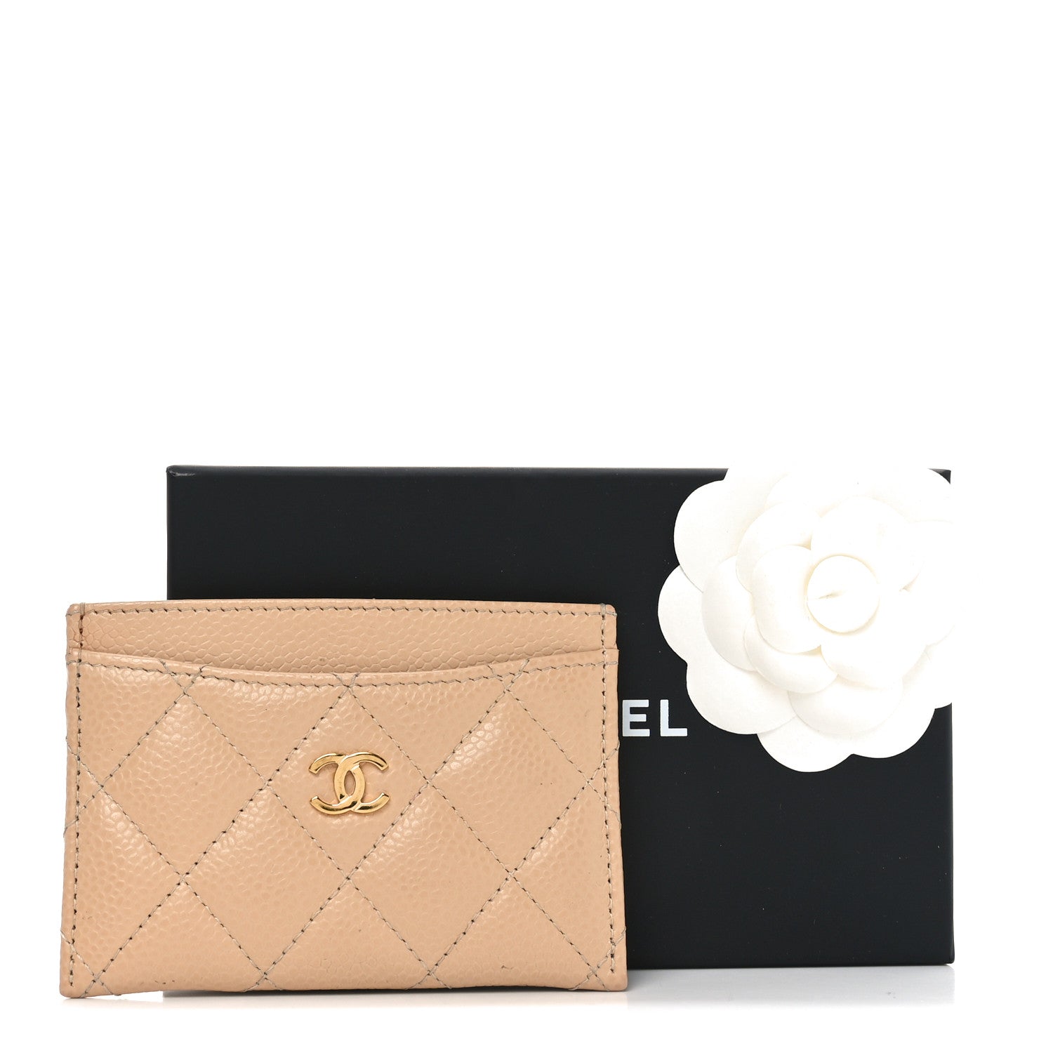 Chanel Caviar Quilted Card Holder Beige 9 of 9