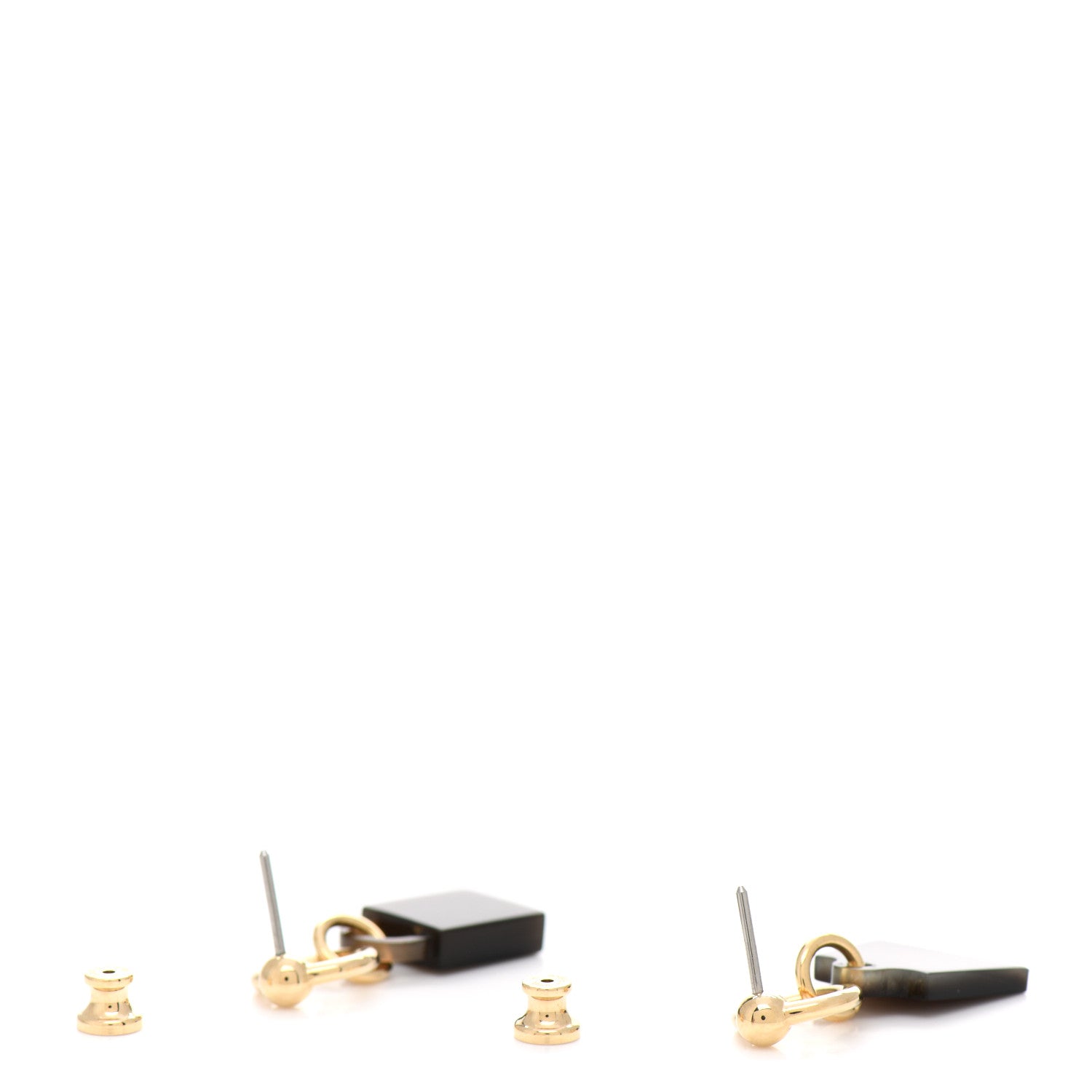 Hermes Permabrass Buffalo Horn Wood Amulette Kelly Bag Earrings 3 of 6