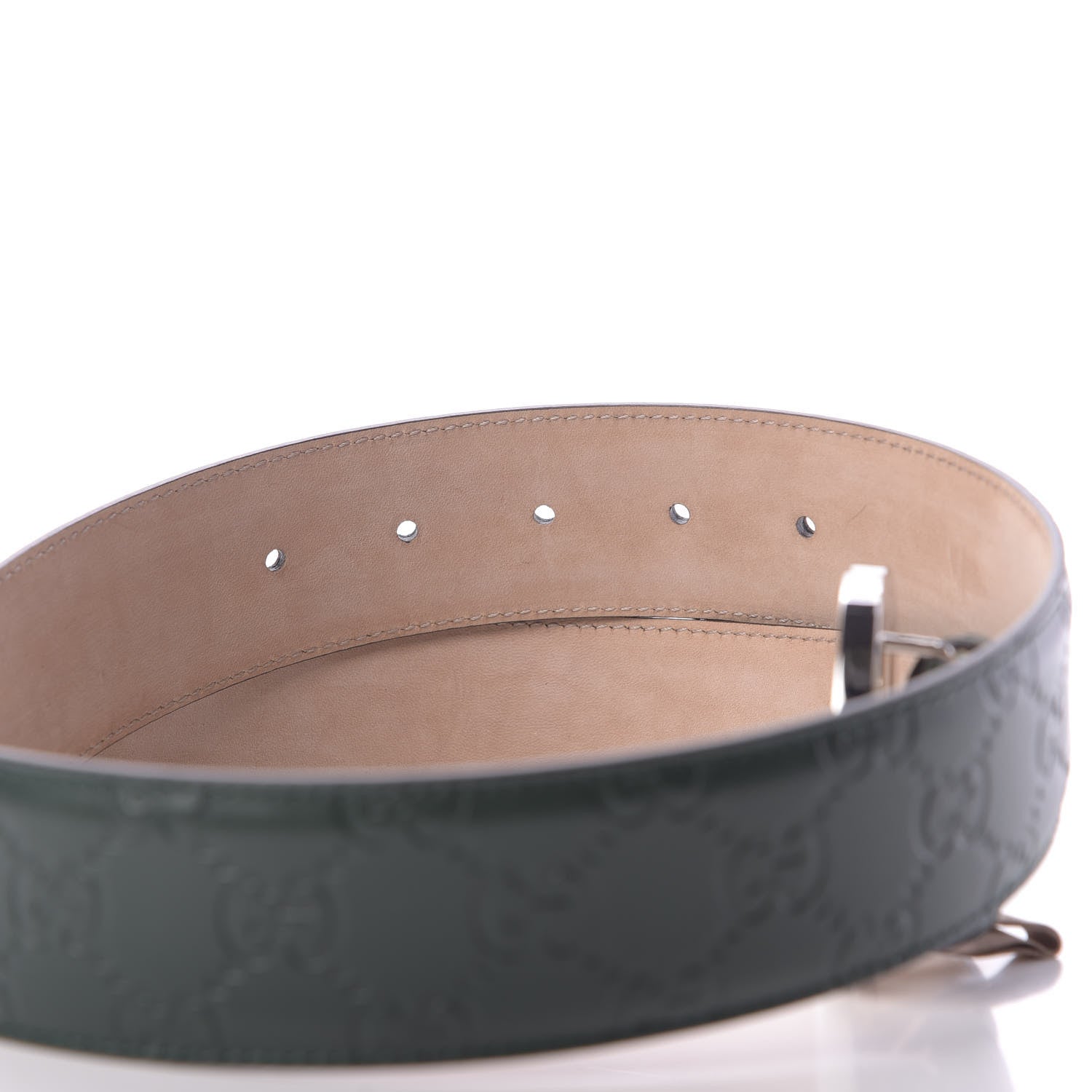 Gucci Guccissima Signature Interlocking G 40mm Belt 80 32 Verde 6 of 6