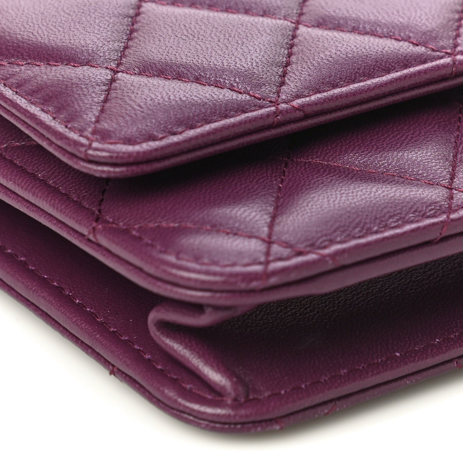 Chanel Lambskin Quilted Trendy CC Wallet On Chain WOC Purple 10 of 18