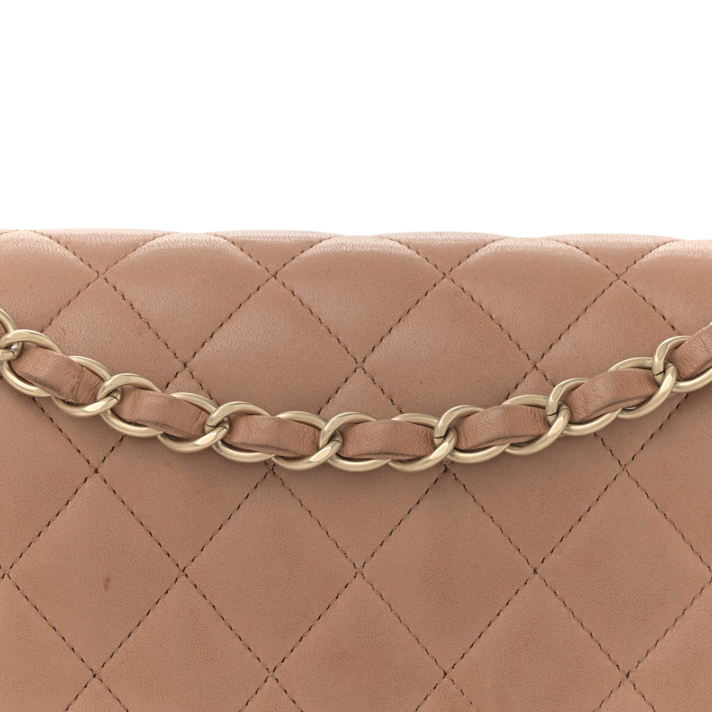 Lambskin Quilted Medium Double Flap Brown