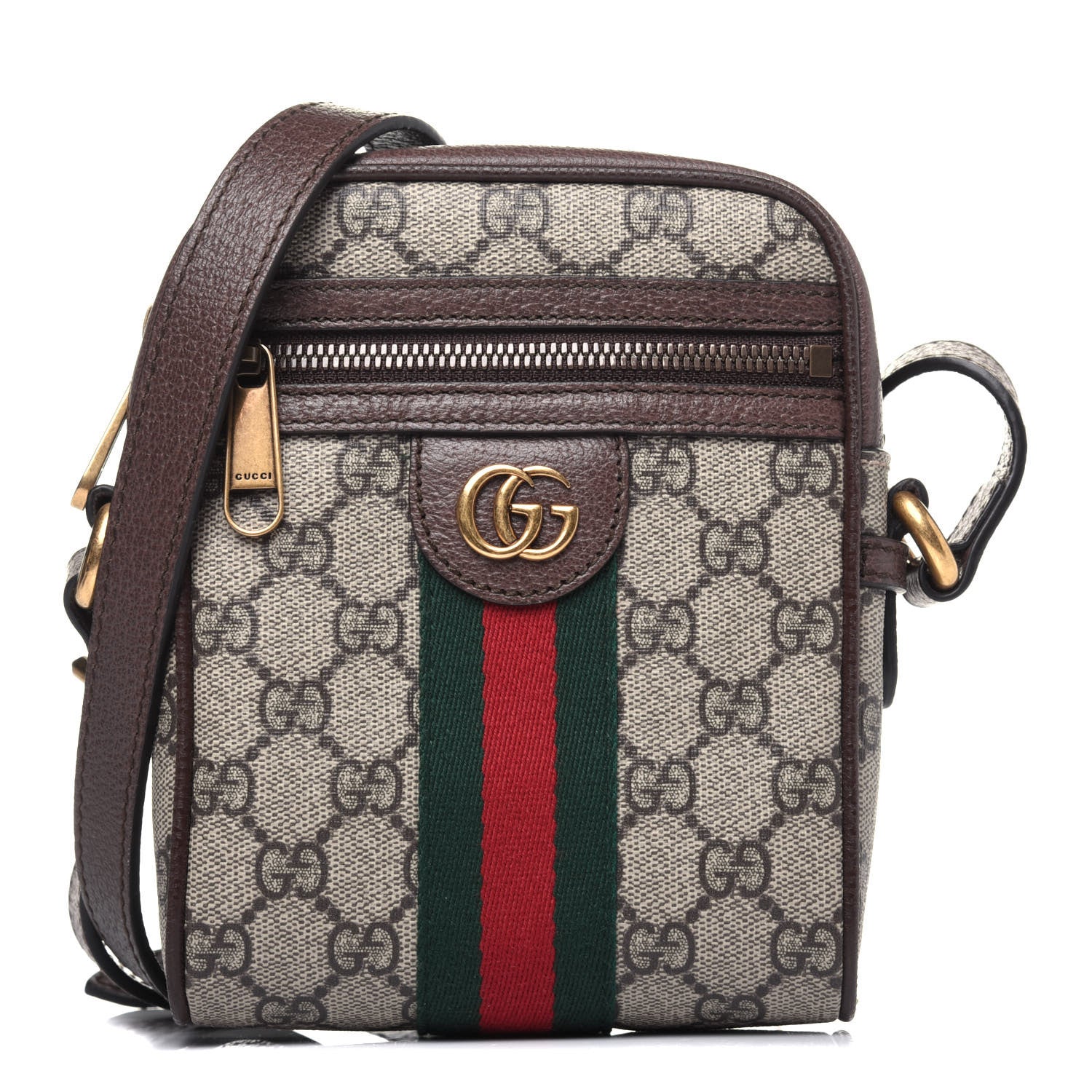 Gucci GG Supreme Monogram Web Mini Ophidia Messenger Brown 1 of 11