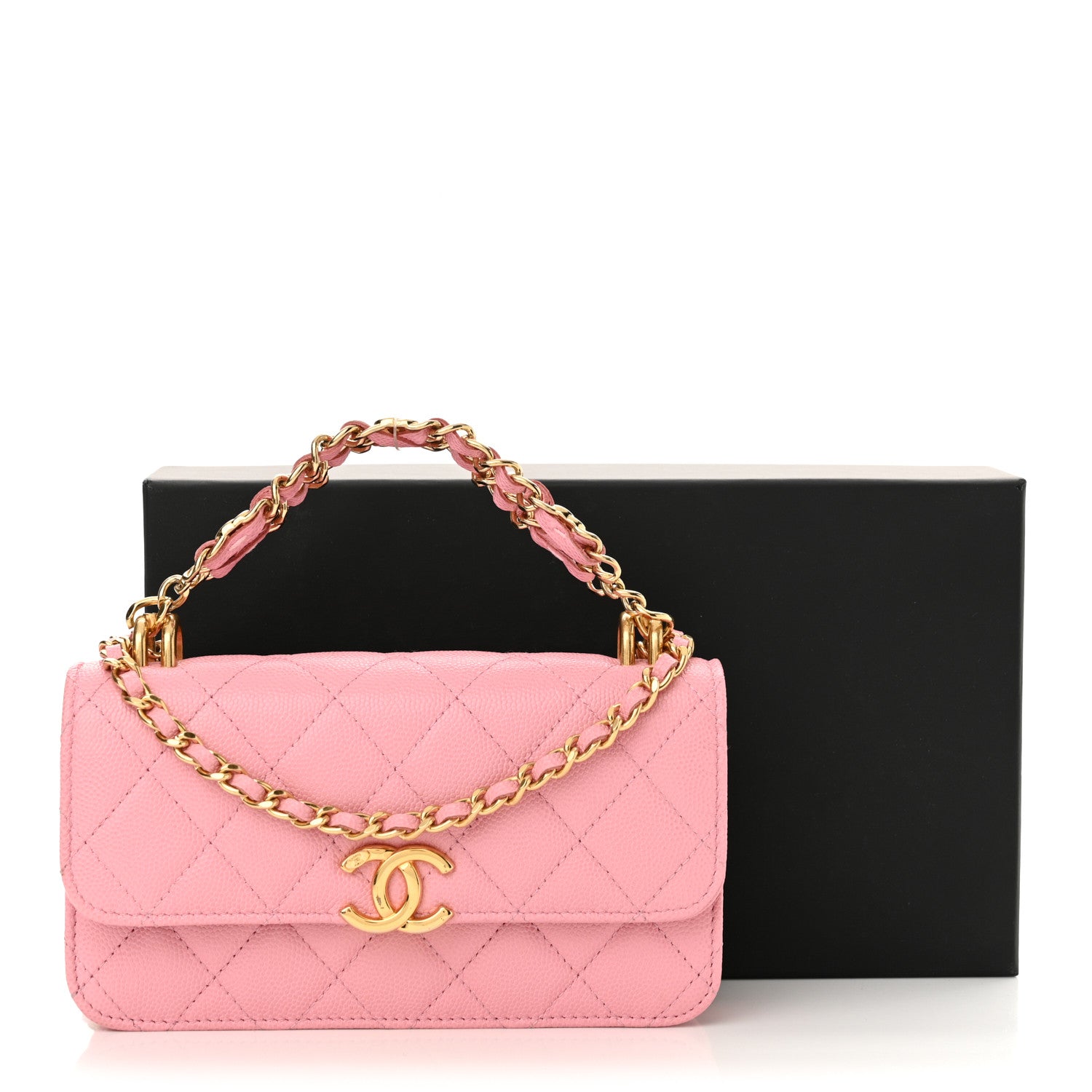 Chanel Caviar Quilted Flap Phone Holder With Chain Light Pink 13 of 13