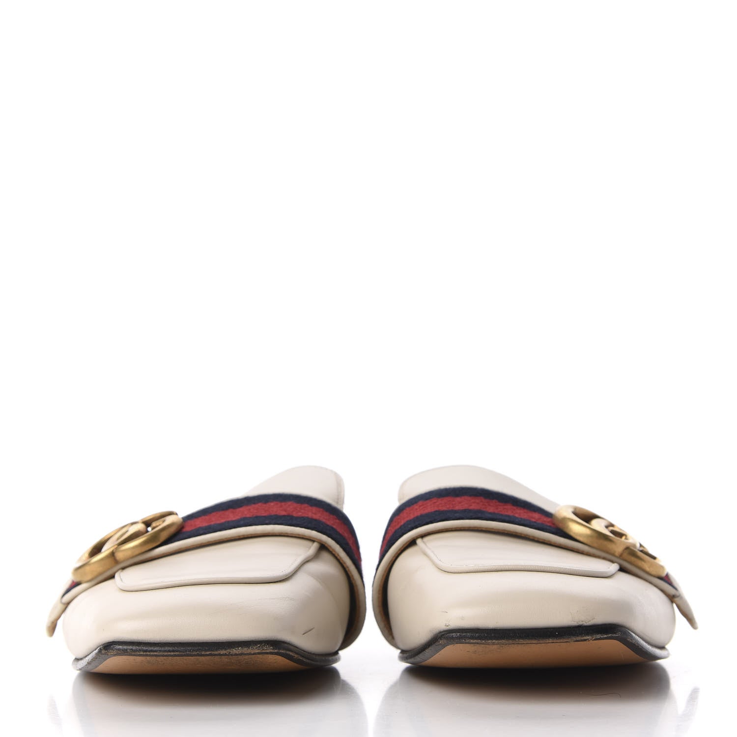 Gucci Calfskin Web Womens Peyton GG Slippers 37 Mystic White 3 of 16