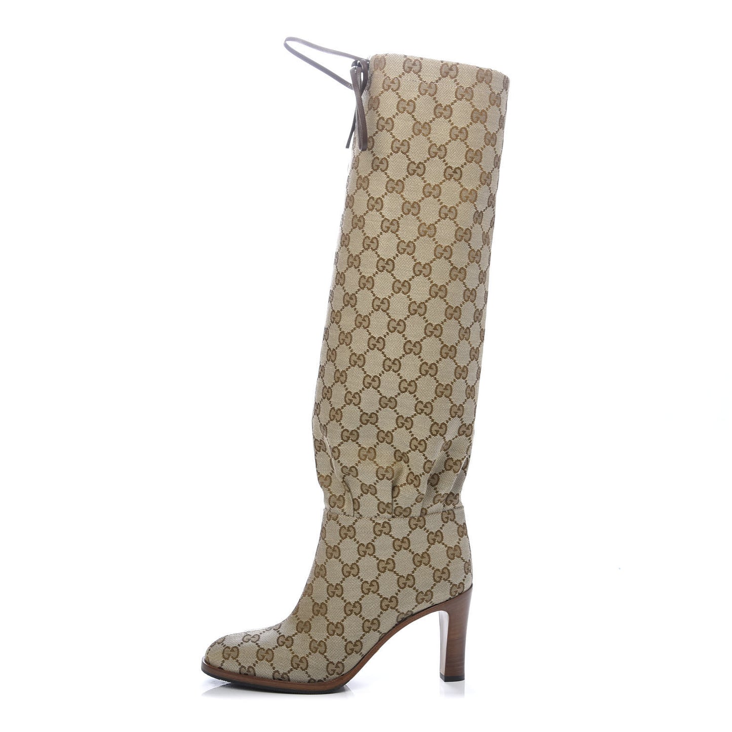 Monogram Malaga Kid Mid Heel Boots 36.5 Beige Ebony