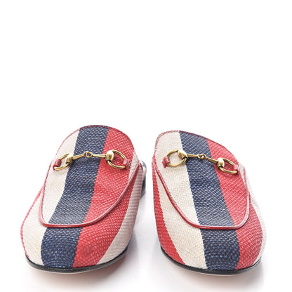 Gucci Canvas Sylvie Stripe Womens Princetown Slippers 37 Mystic White Hibiscus Red Maritime 2 of 8