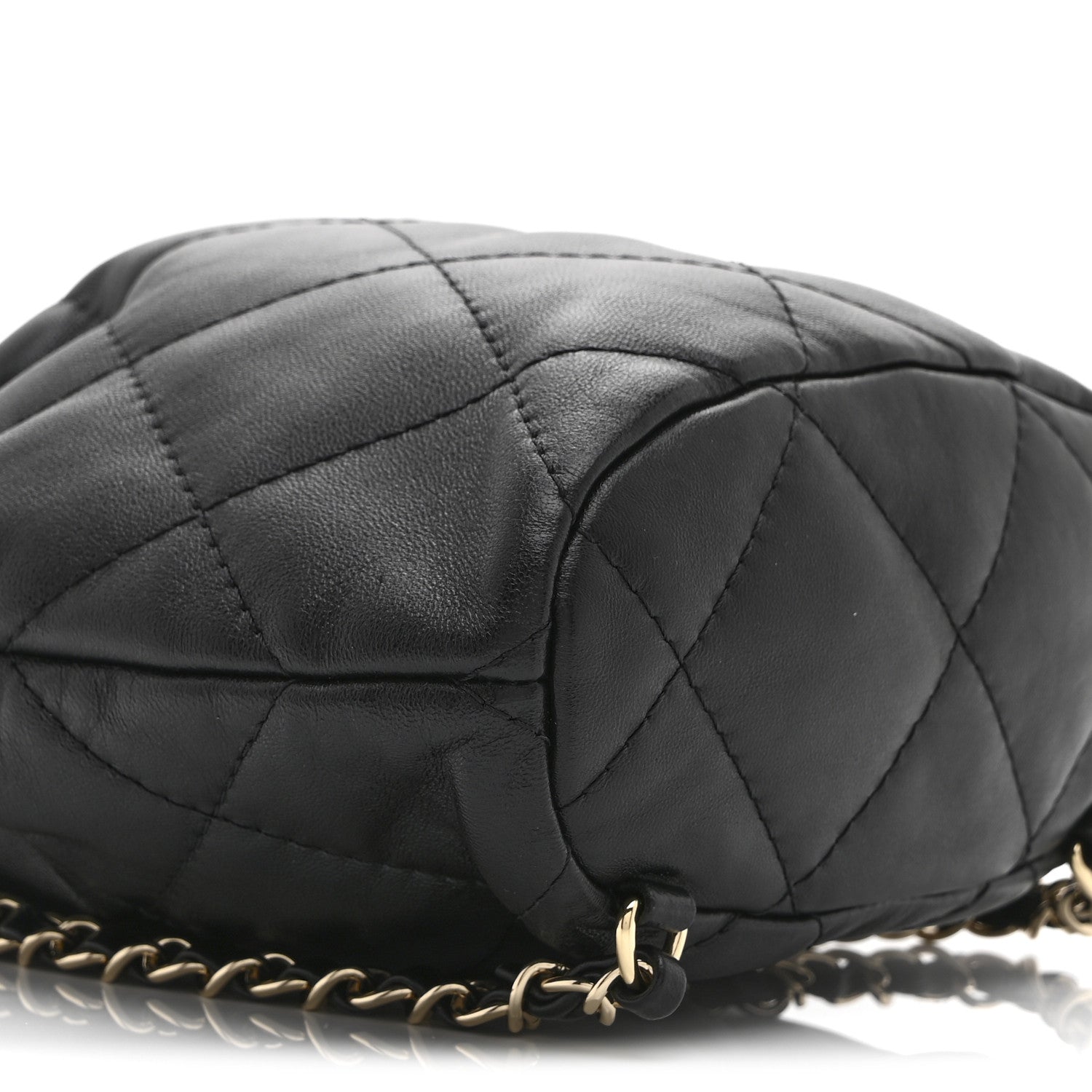 Chanel Shiny Lambskin Quilted Drawstring Backpack Black 10 of 10