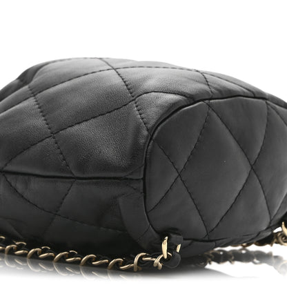 Chanel Shiny Lambskin Quilted Drawstring Backpack Black 10 of 10