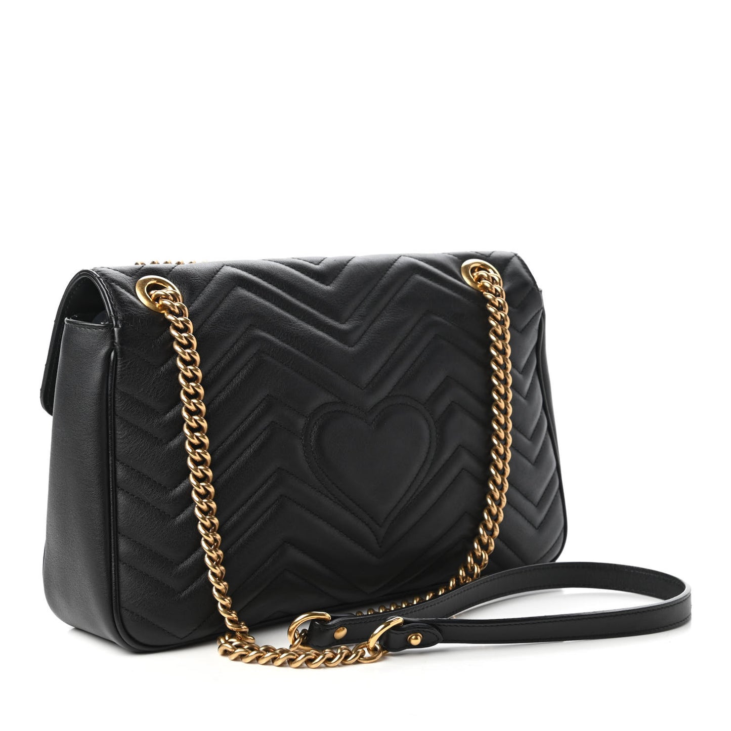 Calfskin Matelasse Medium GG Marmont Shoulder Bag Black