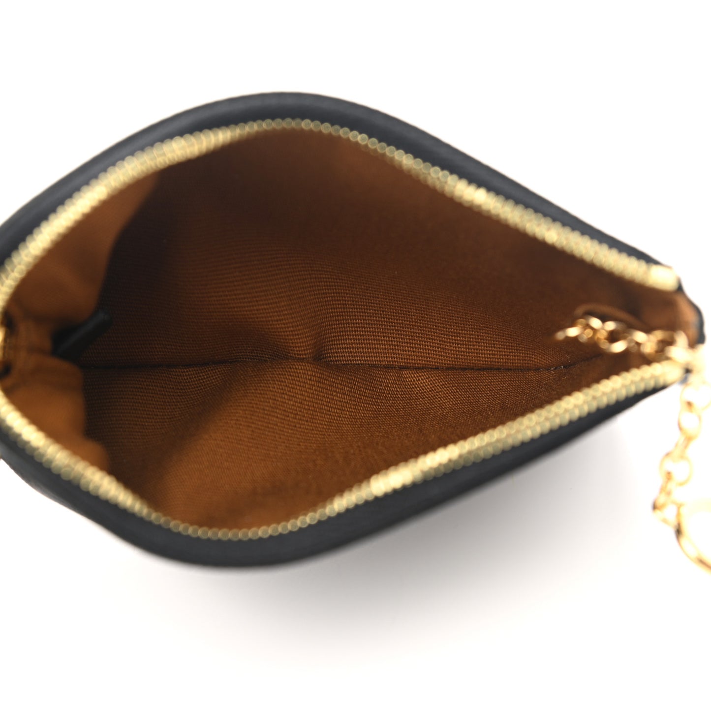 Triomphe Canvas Logo Coin and Card Pouch With Hook Black