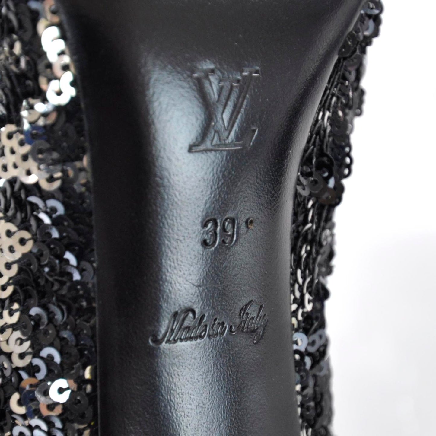 Liza Sequin Embroidered Heels 39 Black