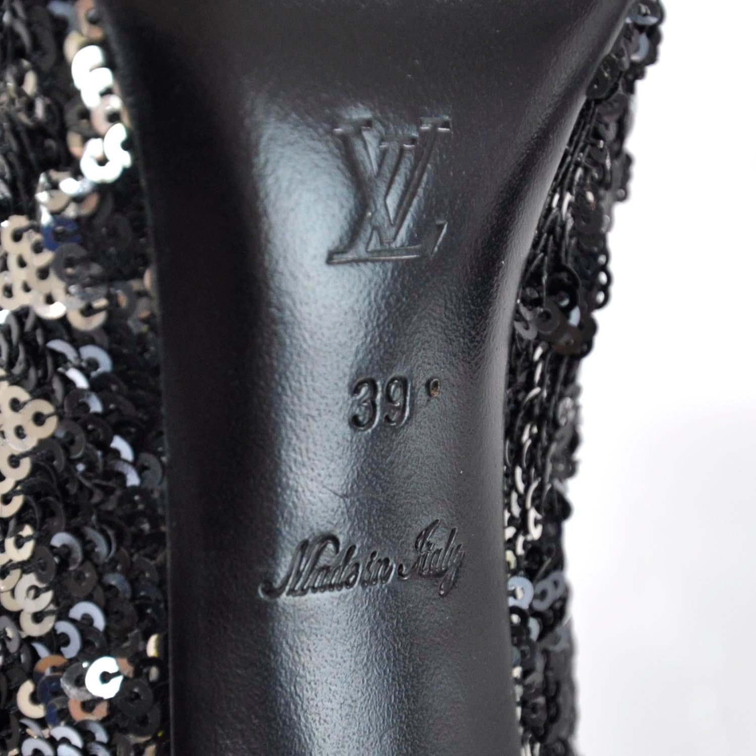 Louis Vuitton Liza Sequin Embroidered Heels 39 Black 6 of 6