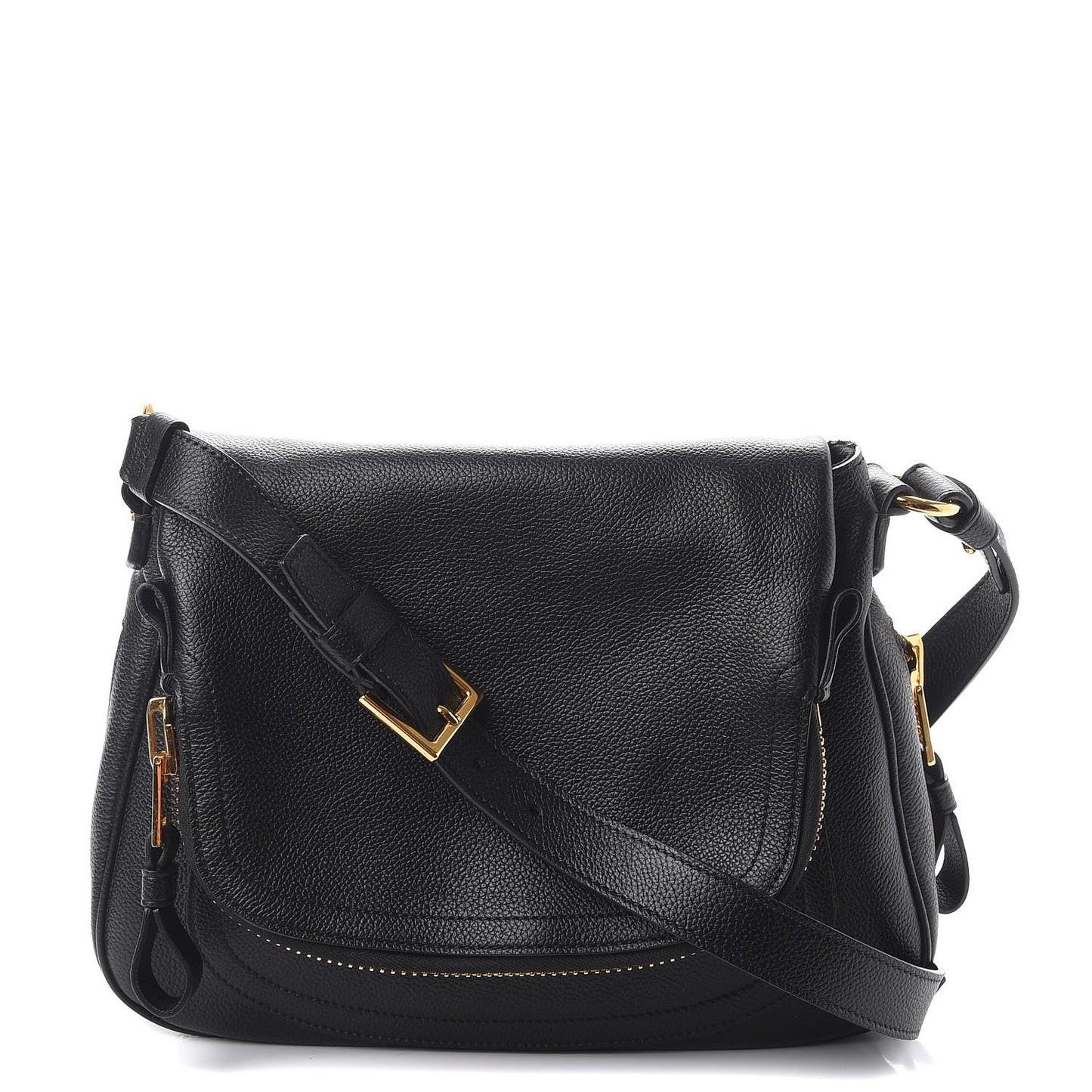 Grained Calfskin Medium Jennifer Crossbody Bag Black