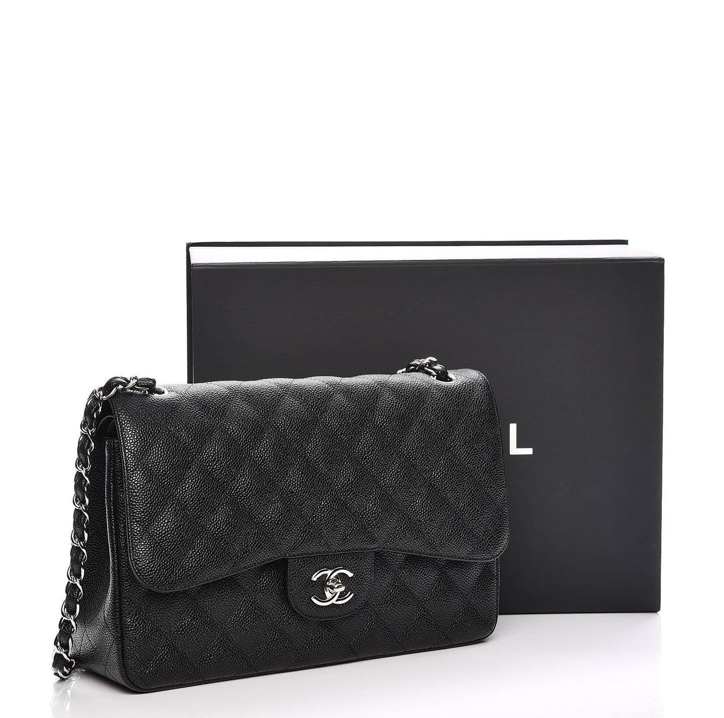 Caviar Quilted Jumbo Double Flap Black