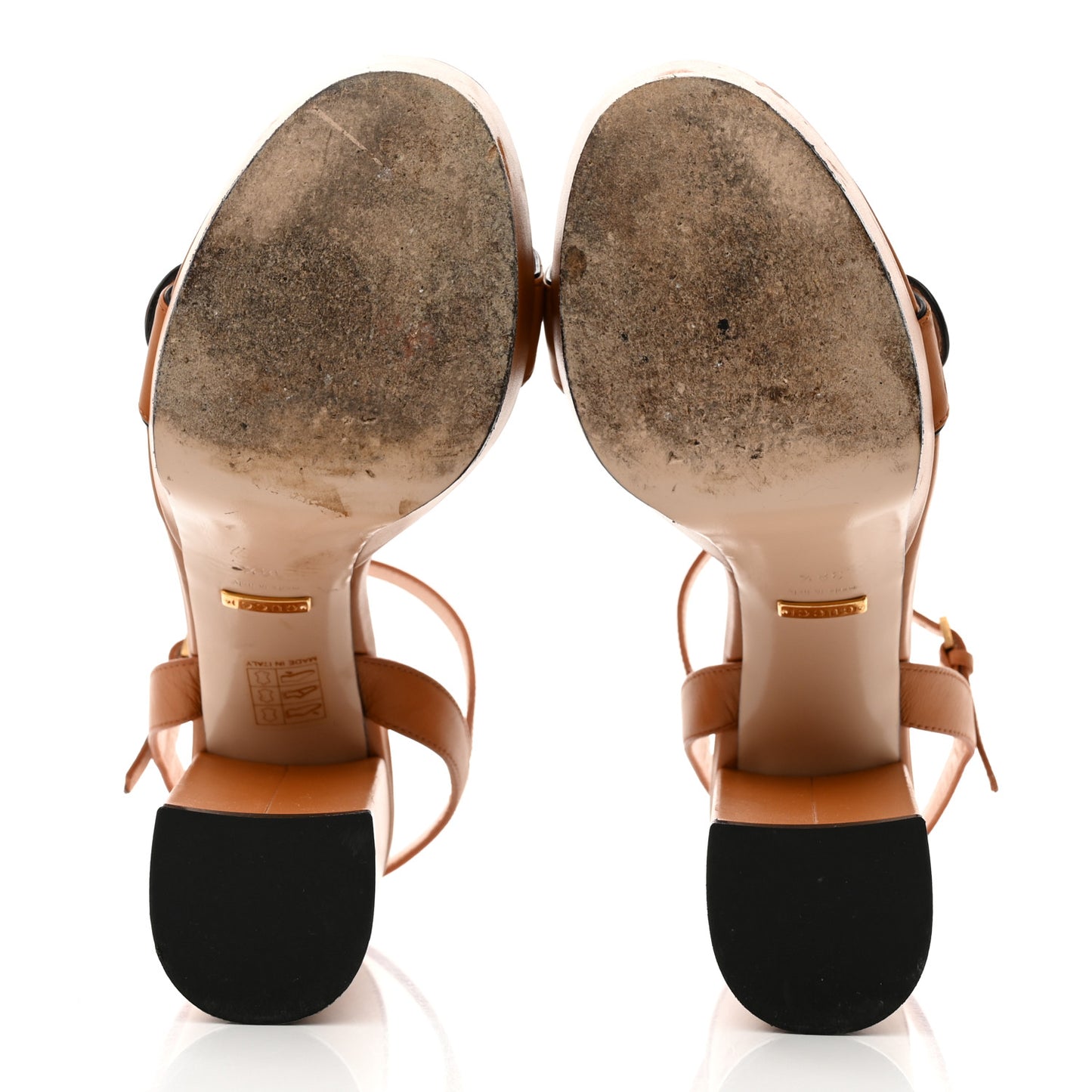 Calfskin GG Marmont Ankle Wrap 30/115mm Platform Sandals 38.5 Cognac