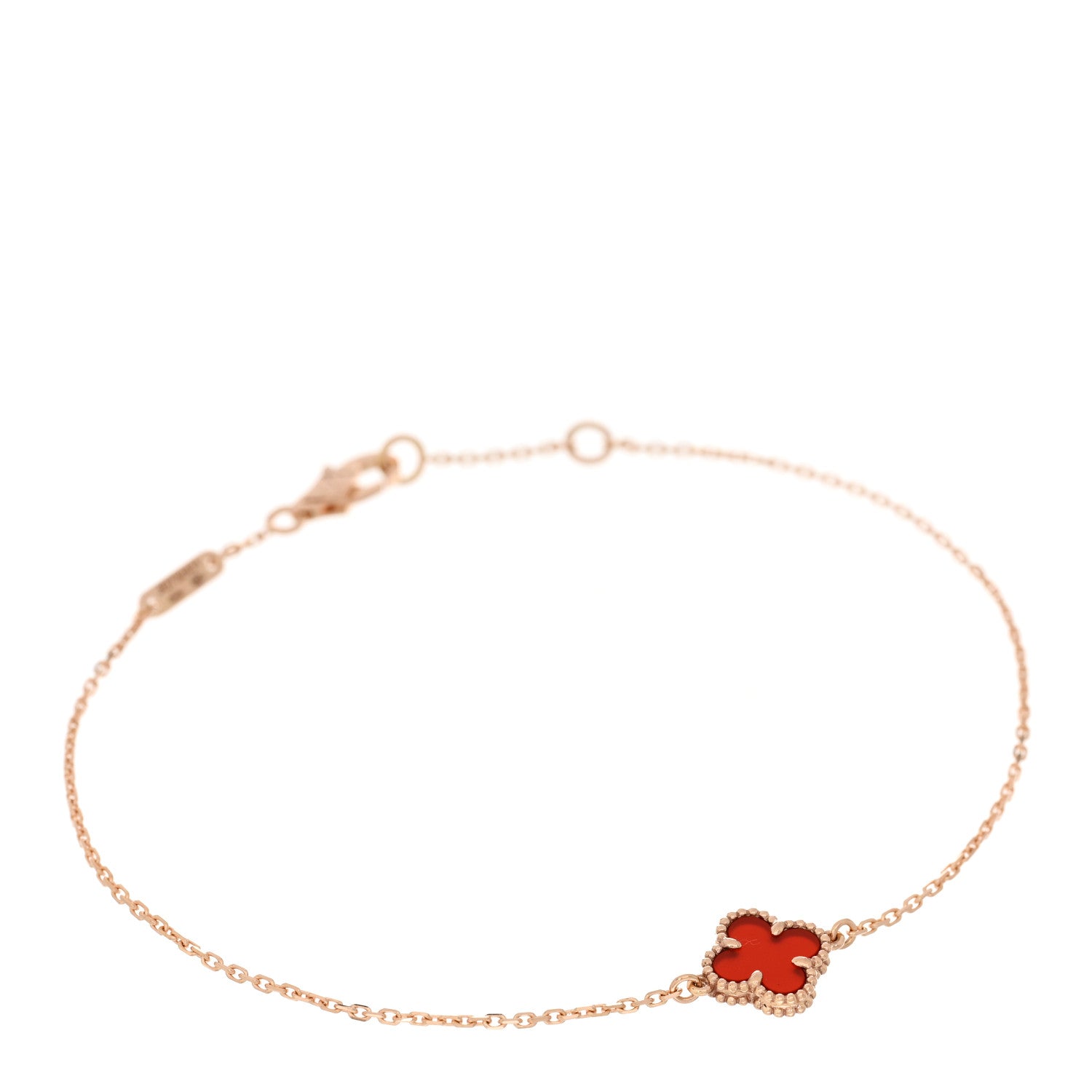 Van Cleef & Arpels 18K Rose Gold Carnelian Sweet Alhambra Bracelet 1 of 4