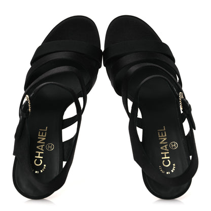 Chanel Kid Suede Pearl Sandals 42 Black 2 of 12