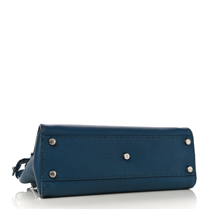 Fendi Cuoio Romano Selleria Bi-Color Medium Peekaboo Iconic Satchel Blue Latte 3 of 16
