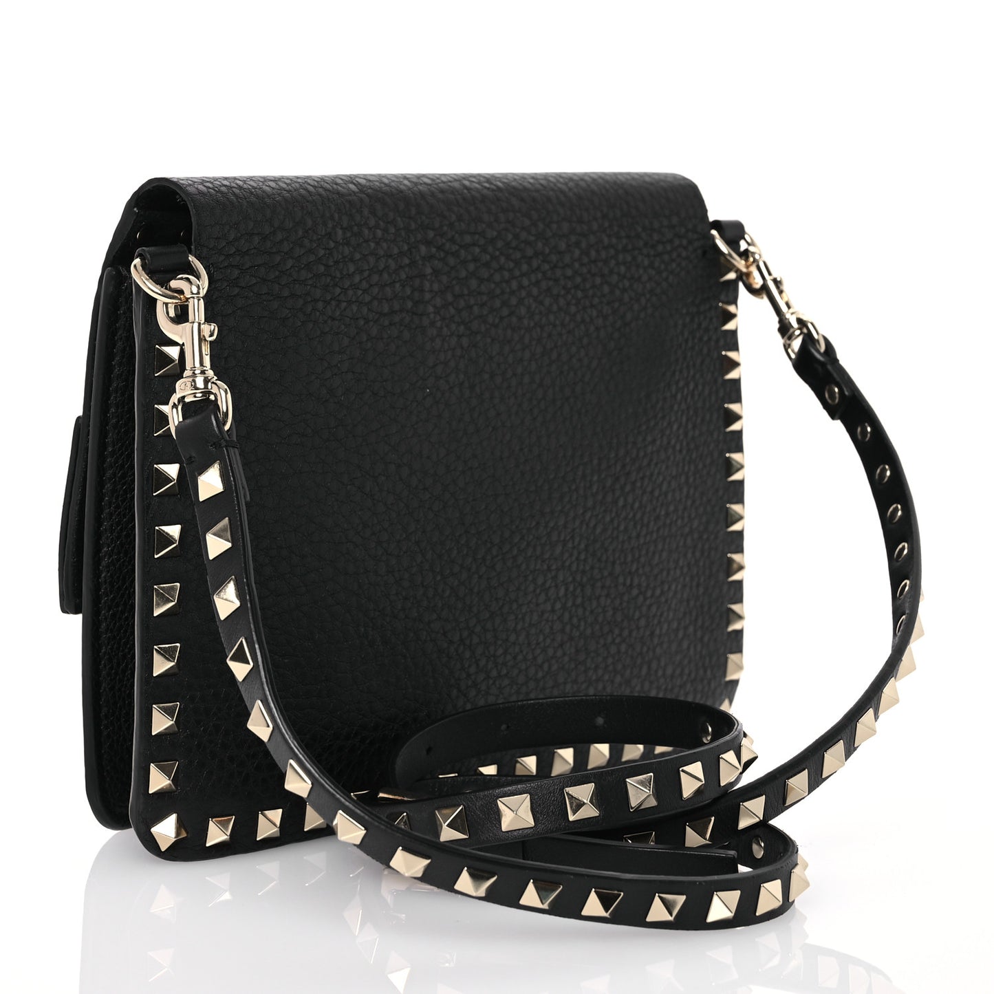 Vitello Rockstud Side Slip Crossbody Black