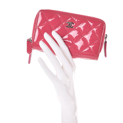Chanel Patent Calfskin Quilted Zip Around Phone Holder Fuchsia 2 of 10
