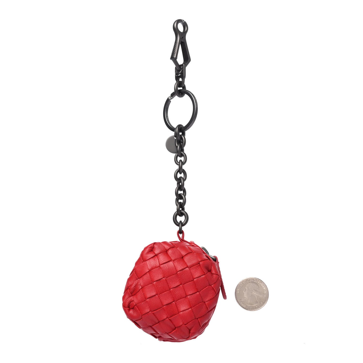 Bottega Veneta Nappa Intrecciato Coin Pouch Key Ring Red 2 of 4