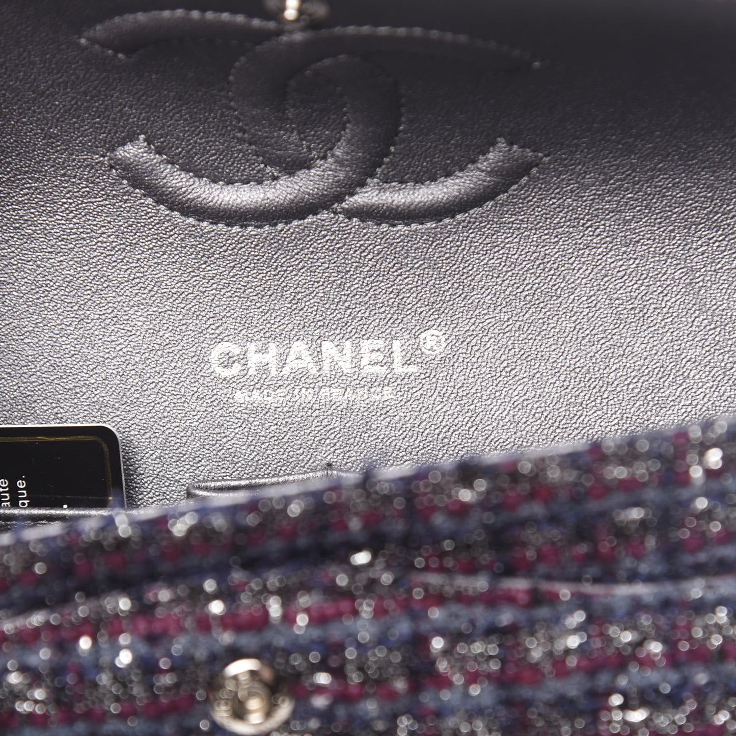 Tweed Quilted Medium Double Flap Purple