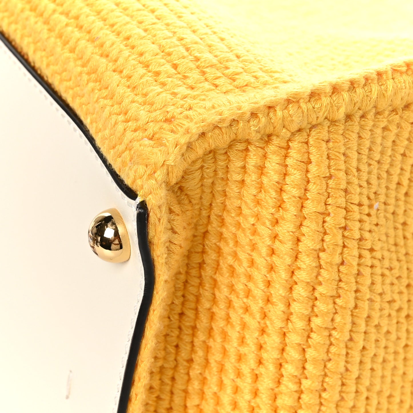 Crochet Vitello King Logo Plexiglass Medium Fendi Sunshine Shopper Tote Mimosa Panna