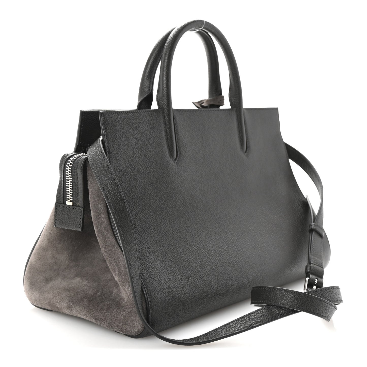 Grained Calfskin Small Cabas Rive Gauche Dark Anthracite