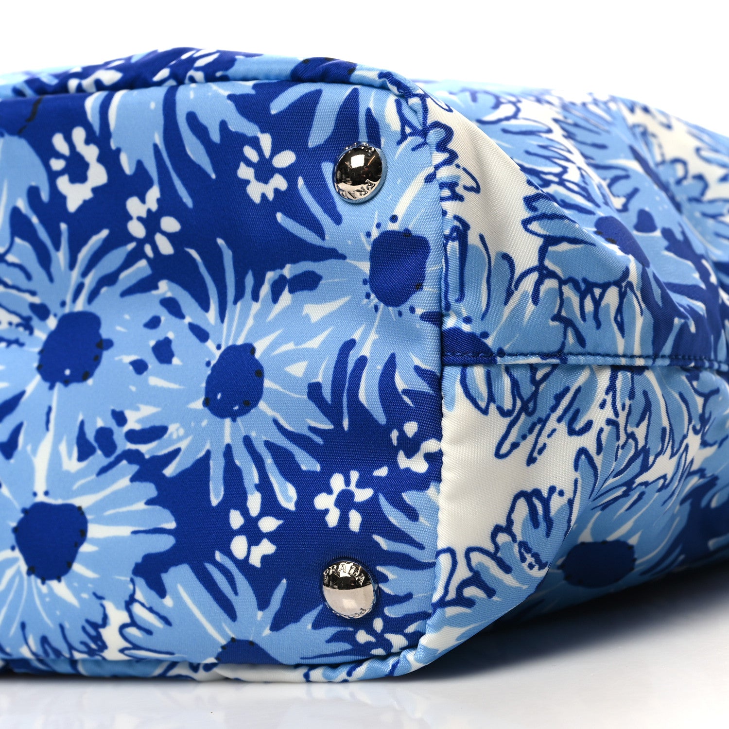 Prada Tessuto Nylon Saffiano Floral Print Tote Baltico Dis Primule 9 of 9
