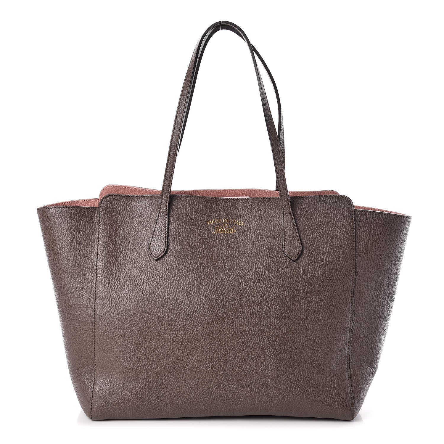 Gucci Dollar Calfskin Medium Swing Tote Grey Field Soft Pink 1 of 9