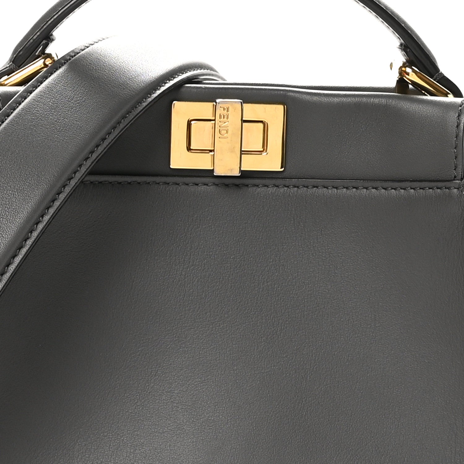 Fendi Vitello Seta Chenille FF Mini Peekaboo Iconic Satchel Anthracite Asfalto 8 of 11