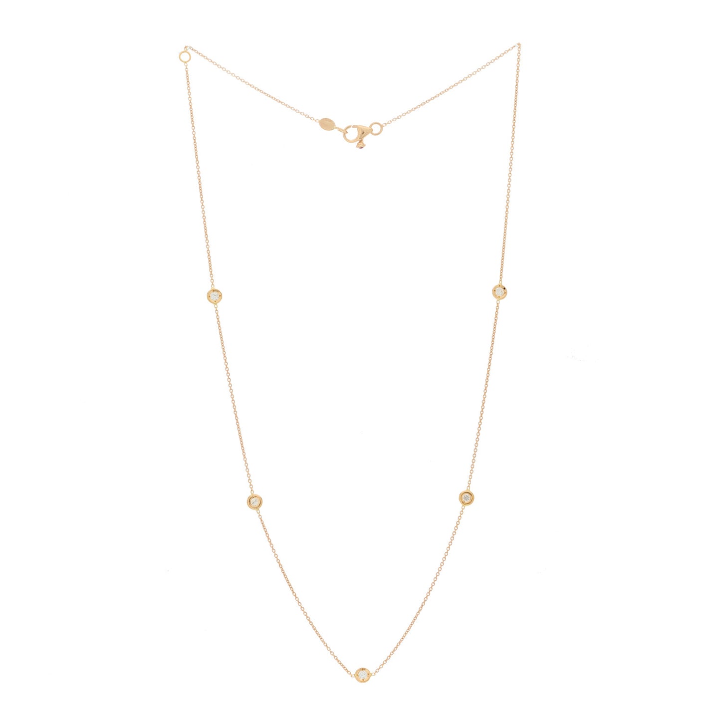 18K Rose Gold Diamond .25ct Diamonds By The Inch Five Station Necklace