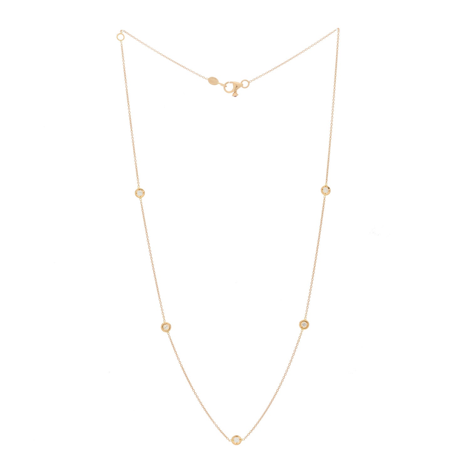 Roberto Coin 18K Rose Gold Diamond .25ct Diamonds By The Inch Five Station Necklace 3 of 5