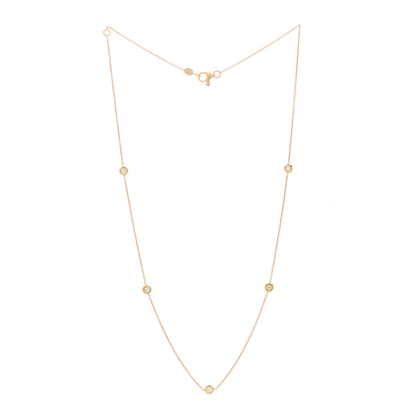 Roberto Coin 18K Rose Gold Diamond .25ct Diamonds By The Inch Five Station Necklace 3 of 5