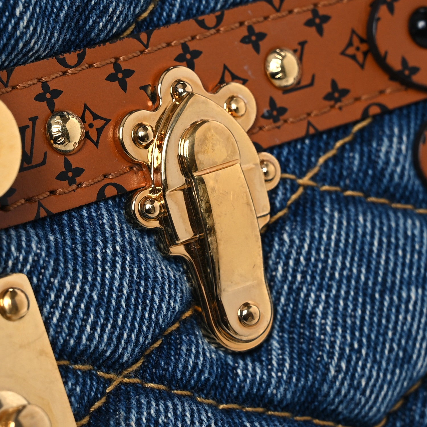 Louis Vuitton Denim Calfskin Malletage Trunk Clutch Light Blue 12 of 15