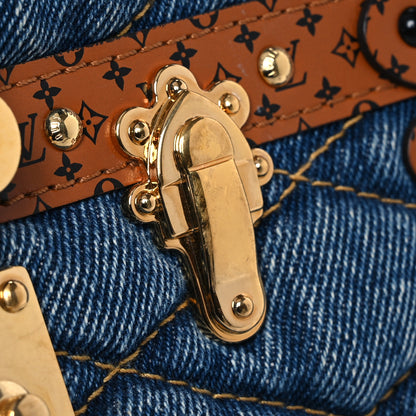 Louis Vuitton Denim Calfskin Malletage Trunk Clutch Light Blue 12 of 15