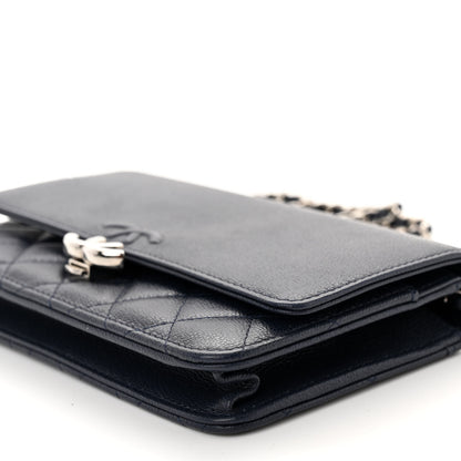 Chanel Grained Calfskin Quilted CC Box Wallet On Chain WOC Navy 11 of 12