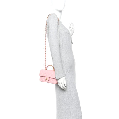 Chanel Caviar Quilted Mini Chain Top Handle Rectangular Flap Light Pink 2 of 12