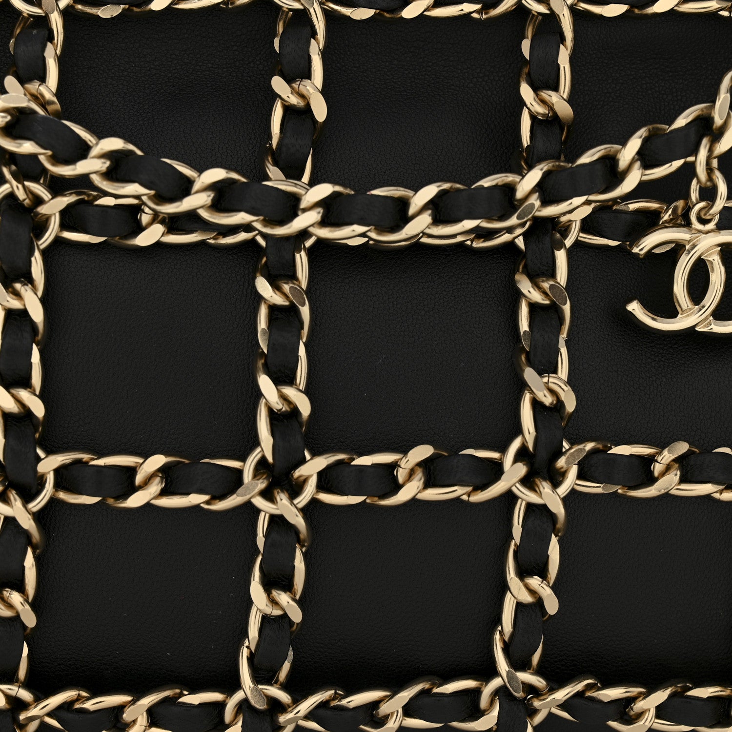 Chanel Lambskin Chain Frame Shoulder Bag Black 8 of 10