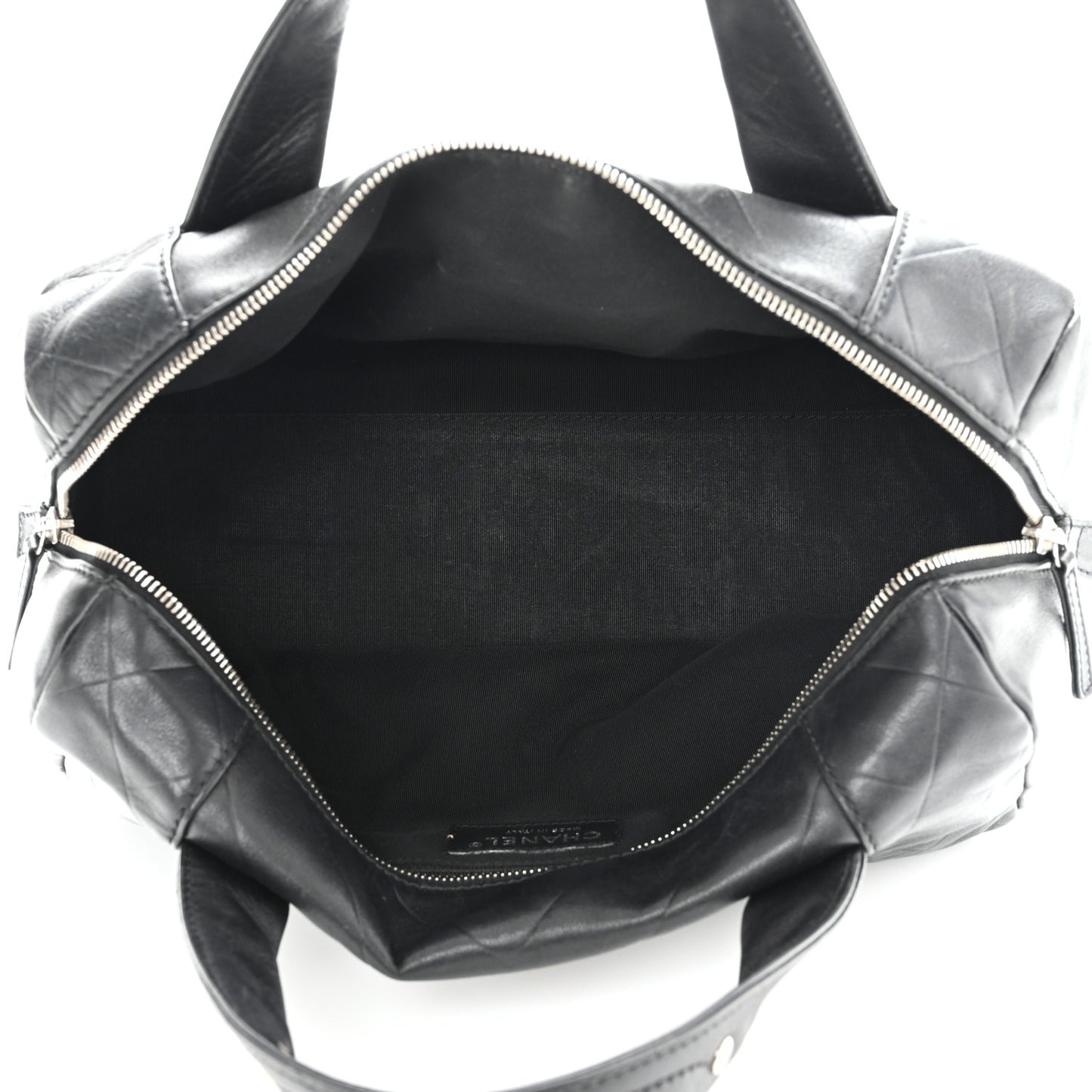 Calfskin Chevron CC All Day Long Boston Black