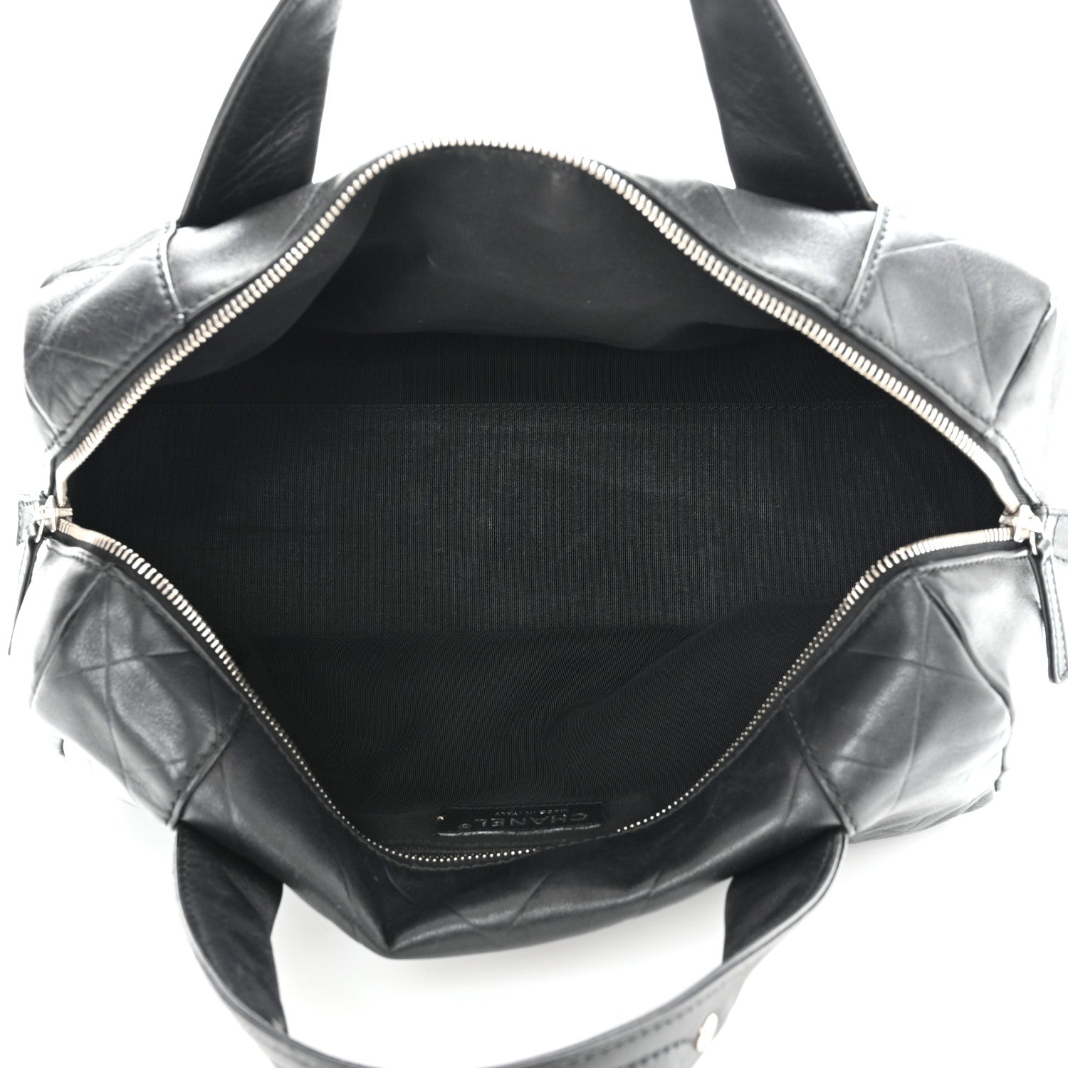 Chanel Calfskin Chevron CC All Day Long Boston Black 5 of 10