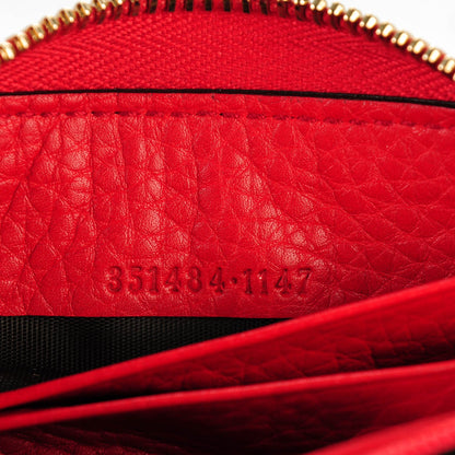 Gucci Pebbled Calfskin Soho Compact Disco Zip Around Wallet Tabasco Red 7 of 7