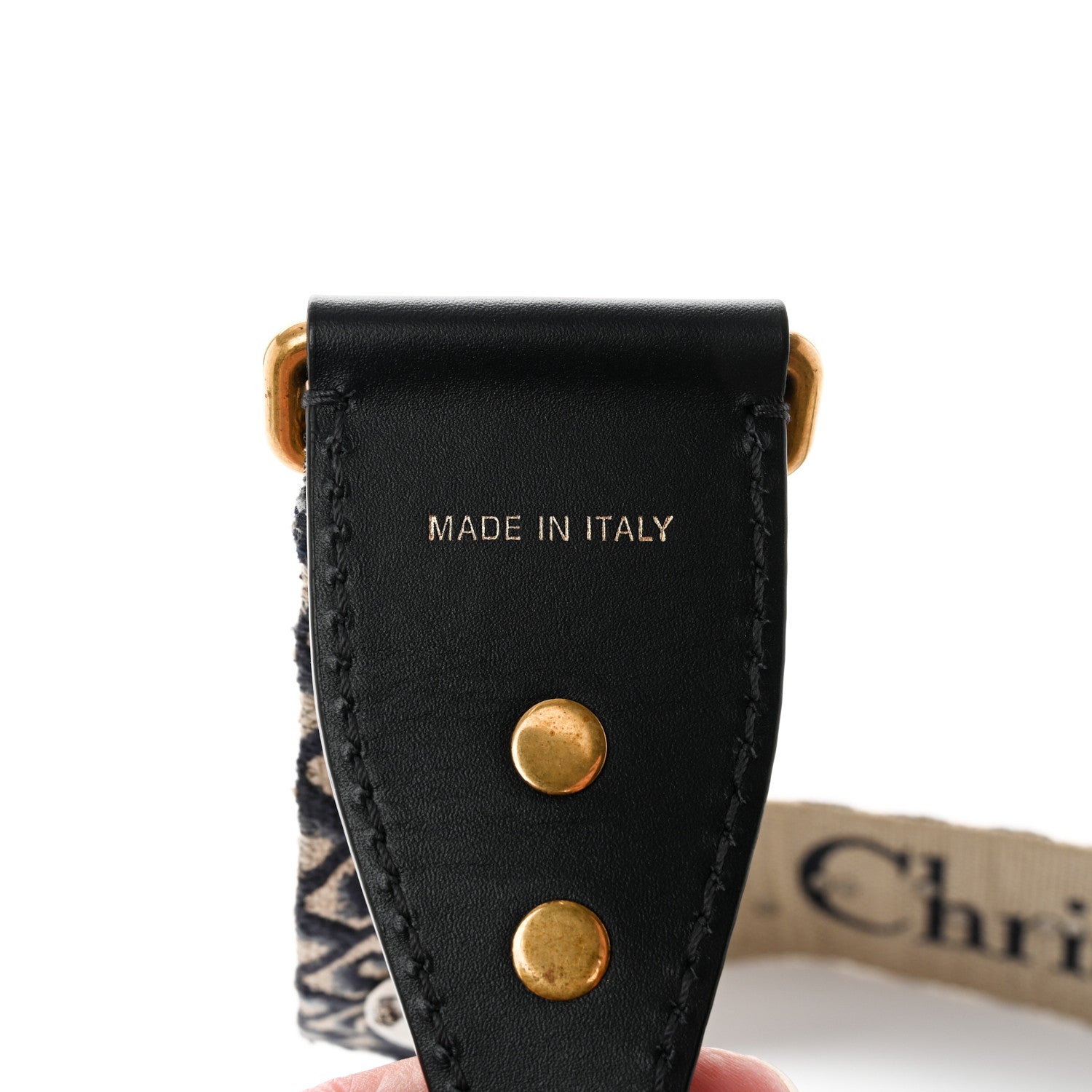 Christian Dior Oblique Studded Shoulder Strap Blue 4 of 5
