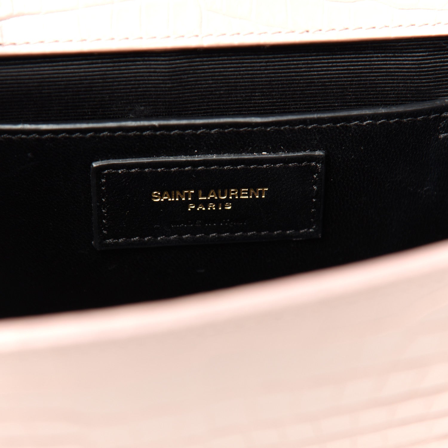 Saint Laurent Calfskin Crocodile Embossed Large Classic Monogram Kate Satchel Soft Nude 6 of 9