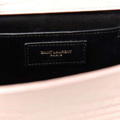 Saint Laurent Calfskin Crocodile Embossed Large Classic Monogram Kate Satchel Soft Nude 6 of 9