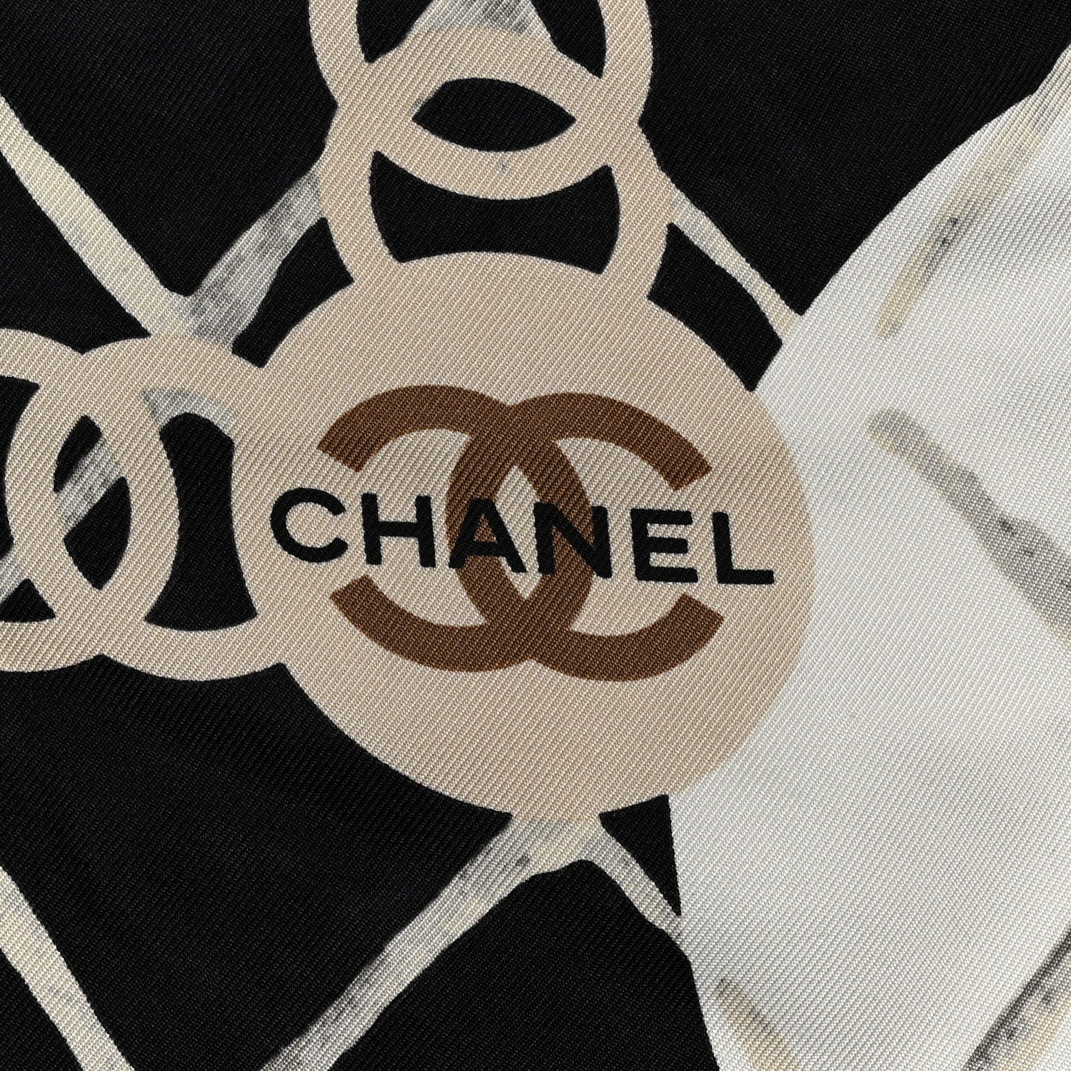 Chanel Silk Camellia CC Square Scarf Black 2 of 4