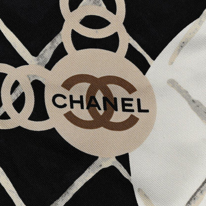 Chanel Silk Camellia CC Square Scarf Black 2 of 4